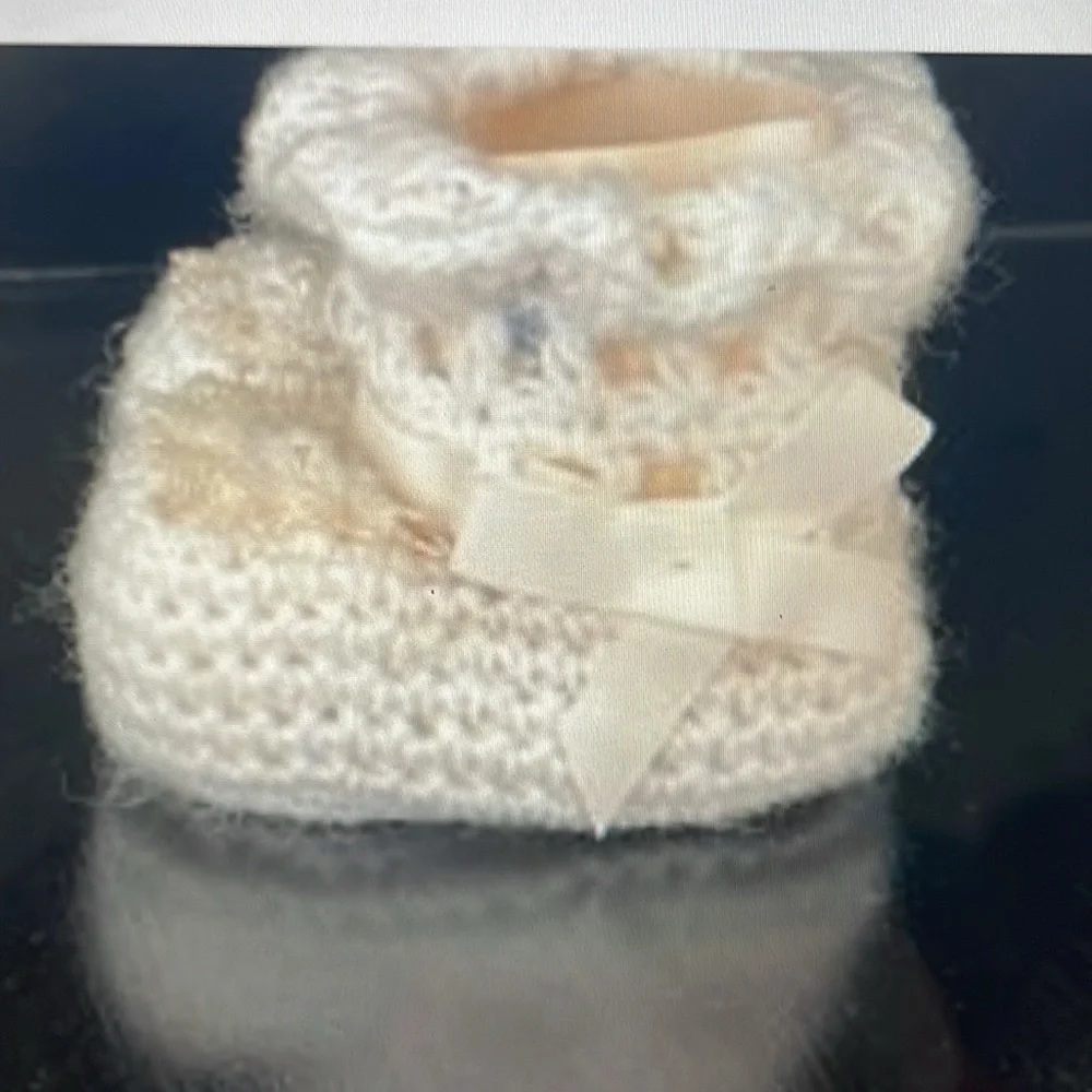 Vintage Glo Knit  Hand Knit Baby Booties